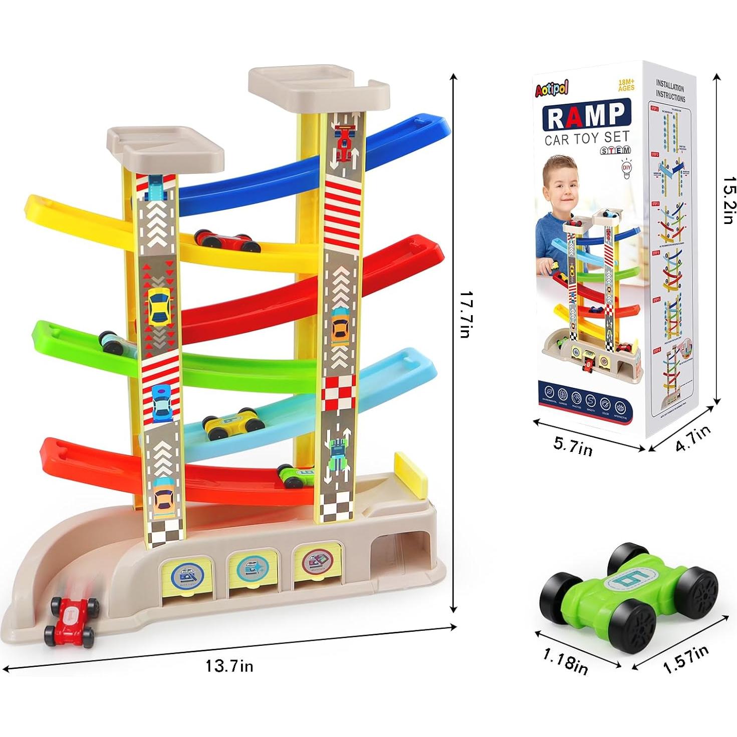 Juguete Montessori Rampas de Autos Aotipol 6 Autos 2-3 Años