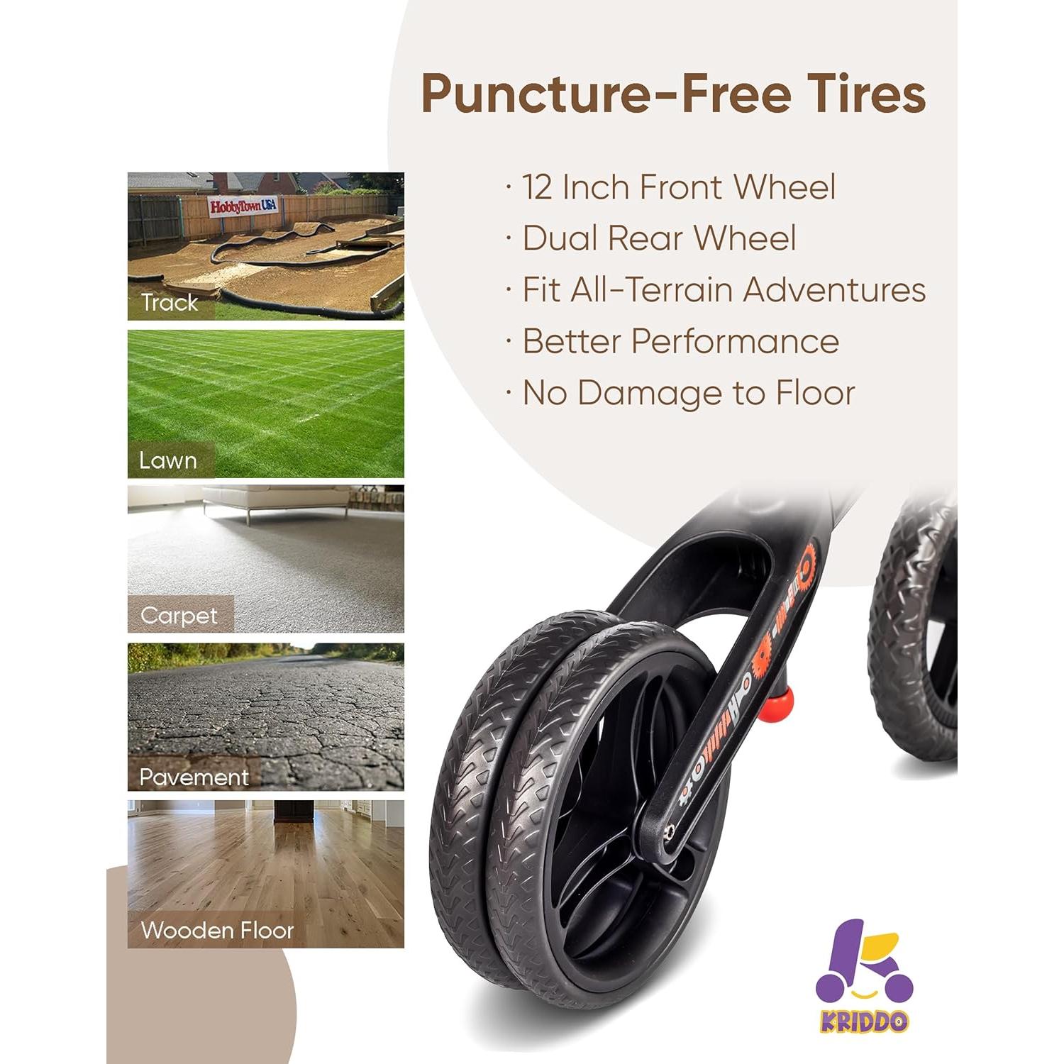 Bicicleta de Equilibrio KRIDDO para Niños 2 a 5 Años Negra