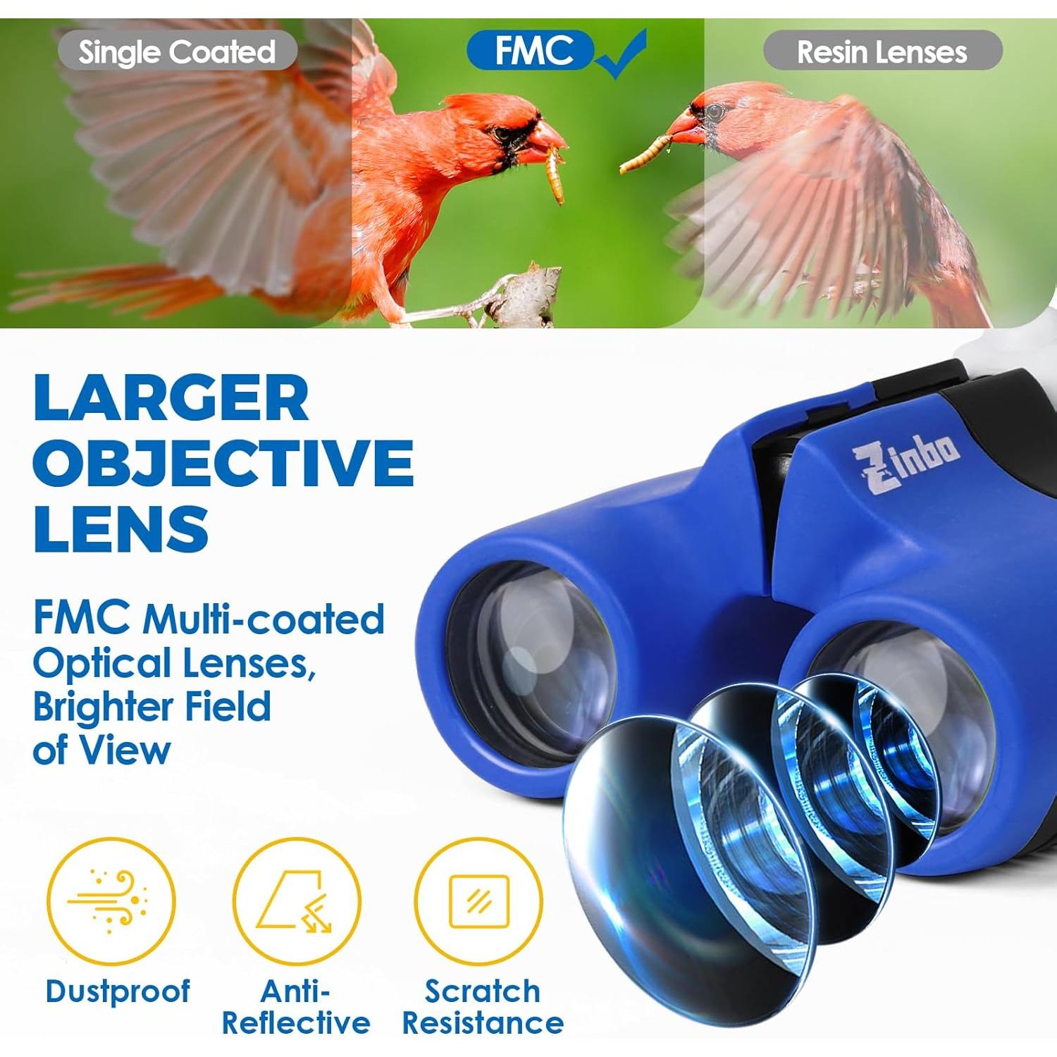 Binoculares para Niños Zinbo 8x21 Azul Oscuro - Alta Calidad