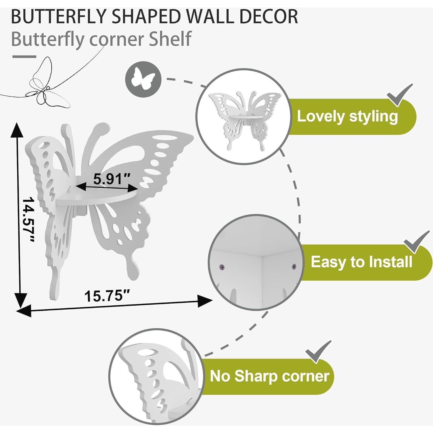 Estante de esquina mariposa blanca 2 niveles Beskadi