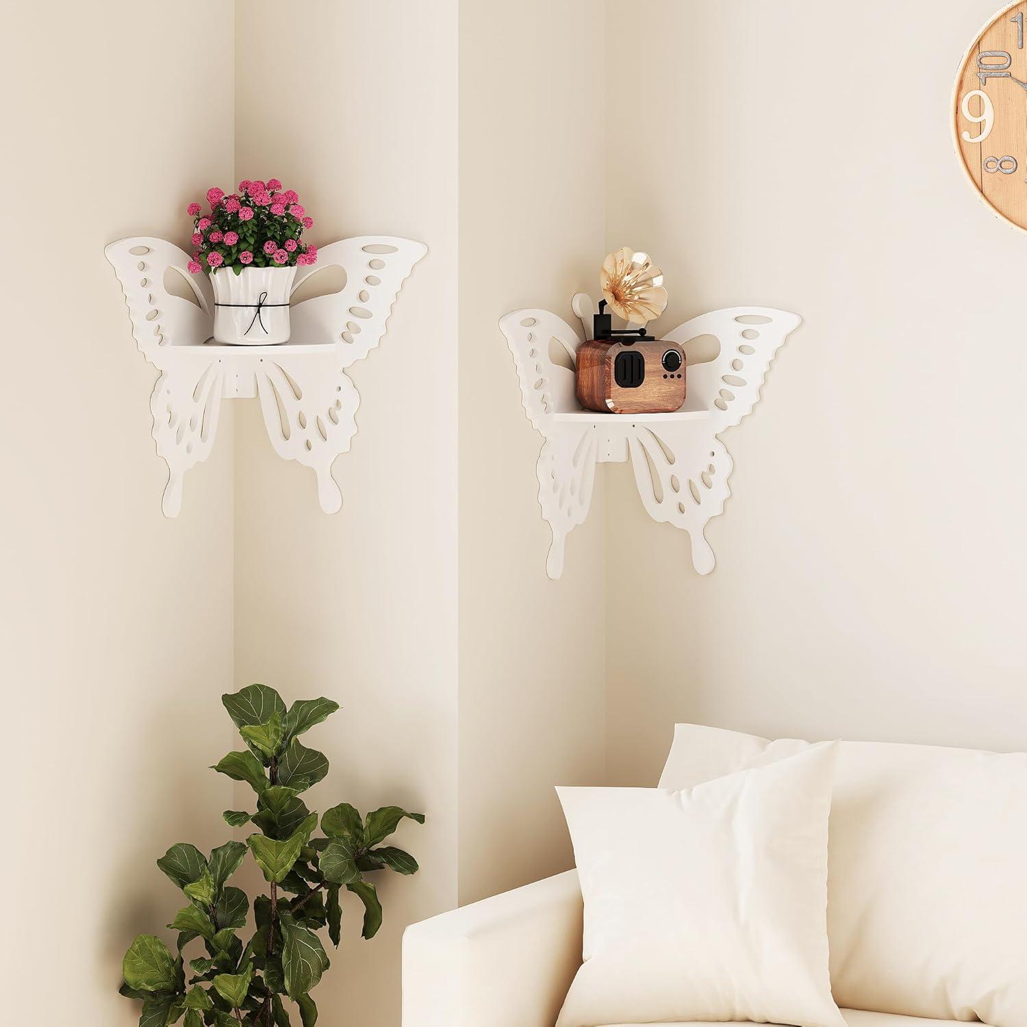 Estante de esquina mariposa blanca 2 niveles Beskadi