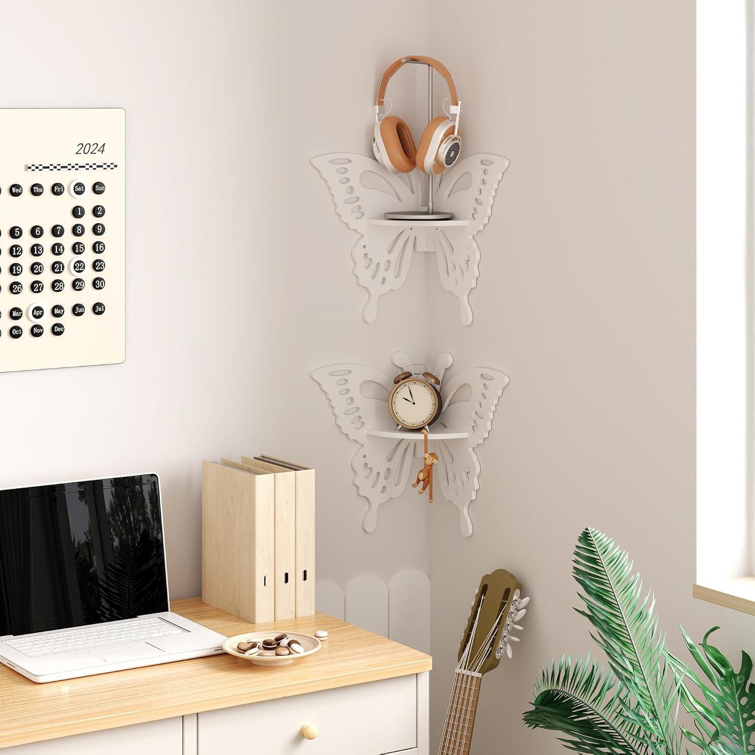 Estante de esquina mariposa blanca 2 niveles Beskadi