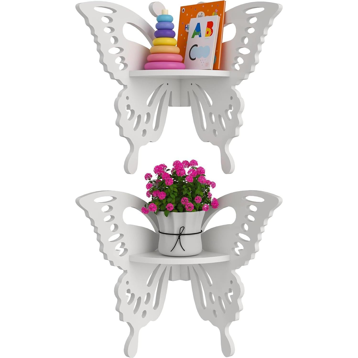 Estante de esquina mariposa blanca 2 niveles Beskadi