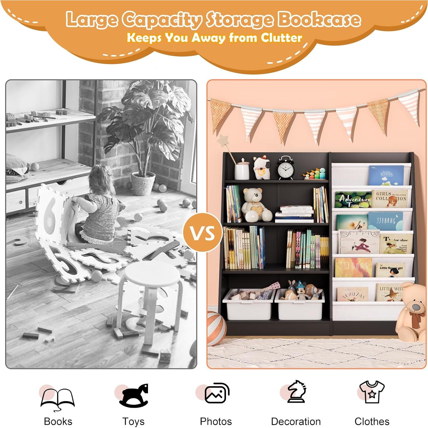 Estantería Montessori NACHES para Niños 4 Niveles Madera Negra