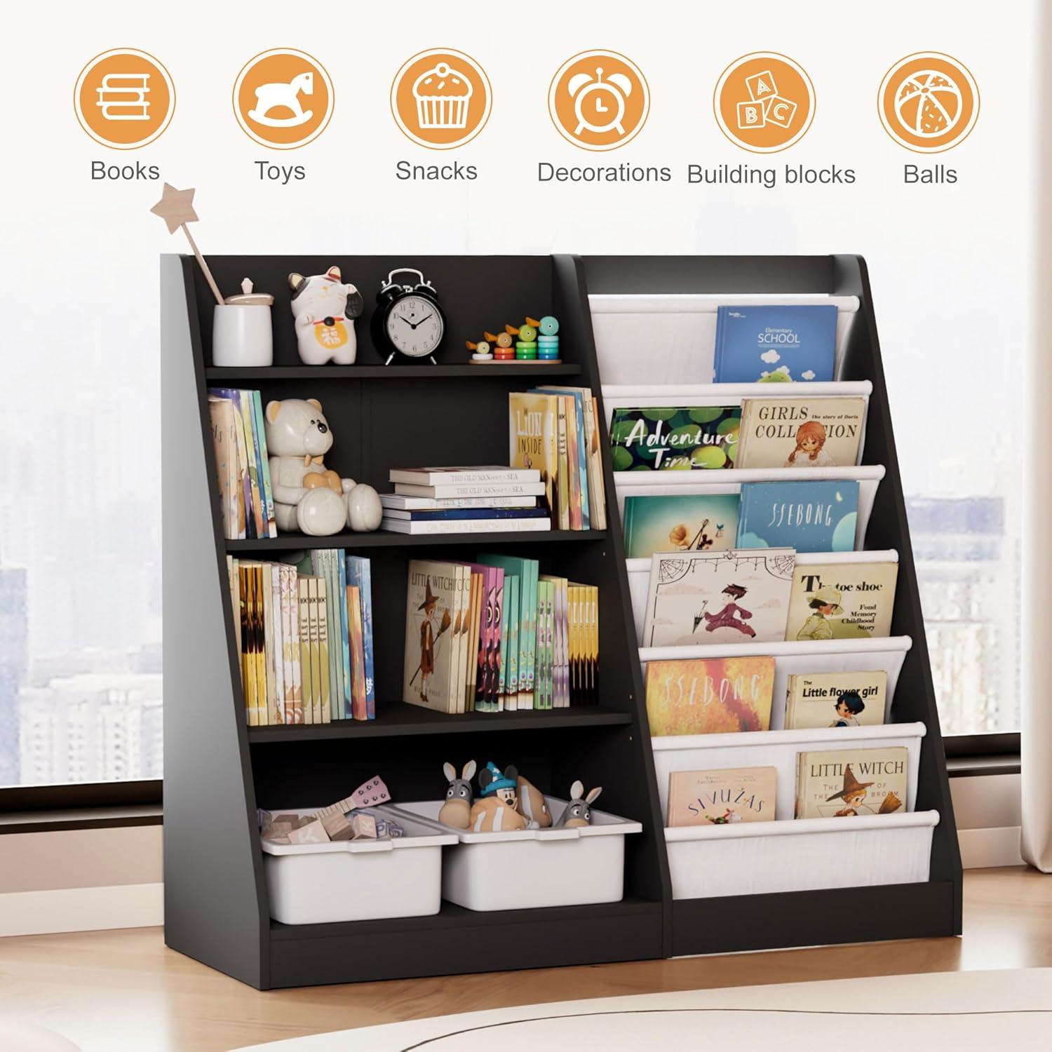 Estantería Montessori NACHES para Niños 4 Niveles Madera Negra