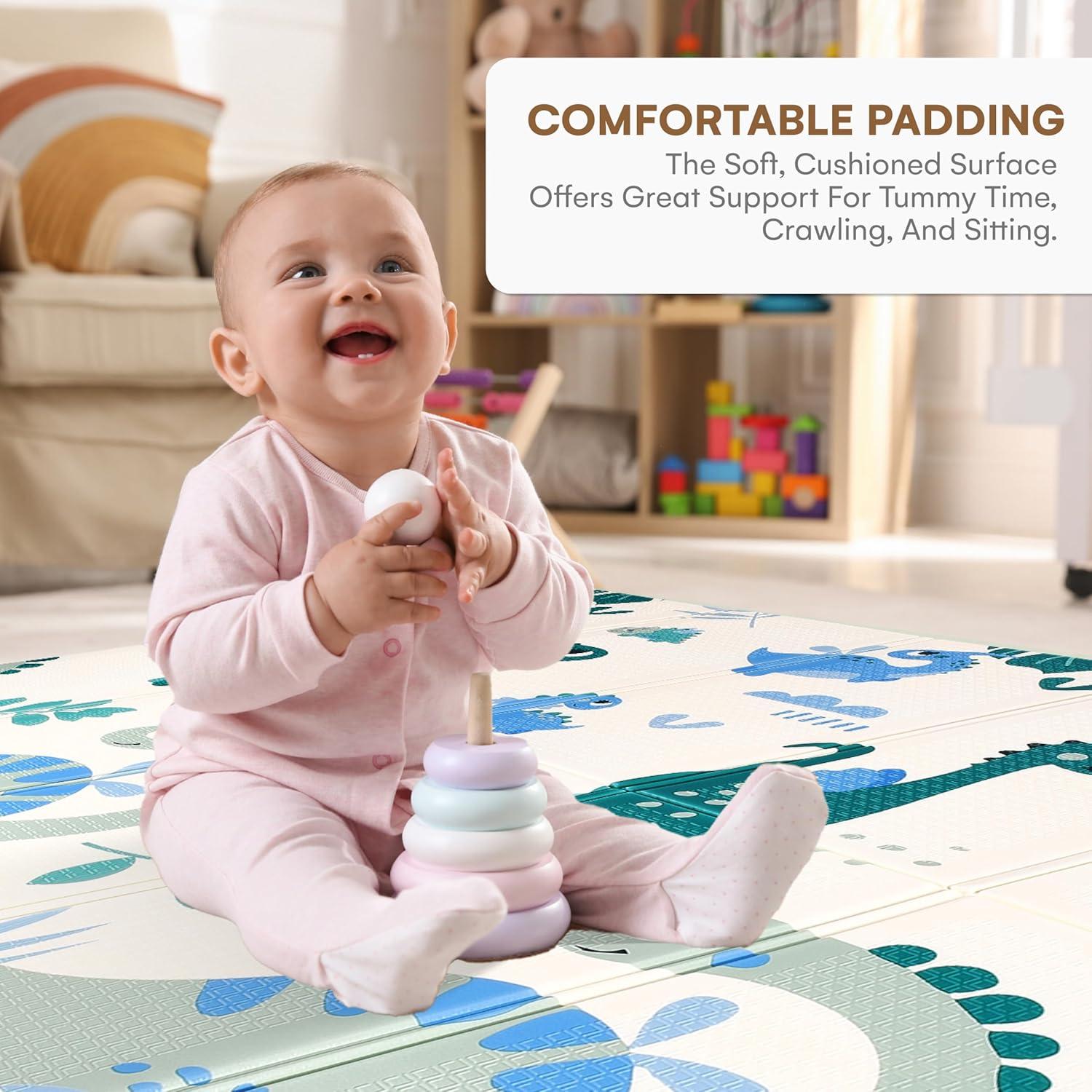 Alfombra de Juego Reversible Comportamiento Infantil 198x132cm Dinosaurio