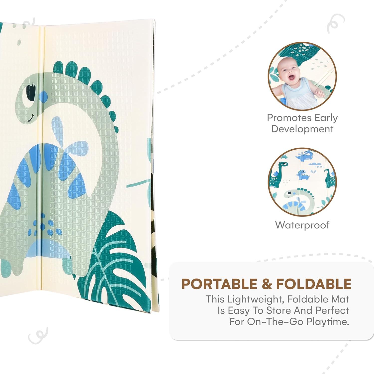 Alfombra de Juego Reversible Comportamiento Infantil 198x132cm Dinosaurio