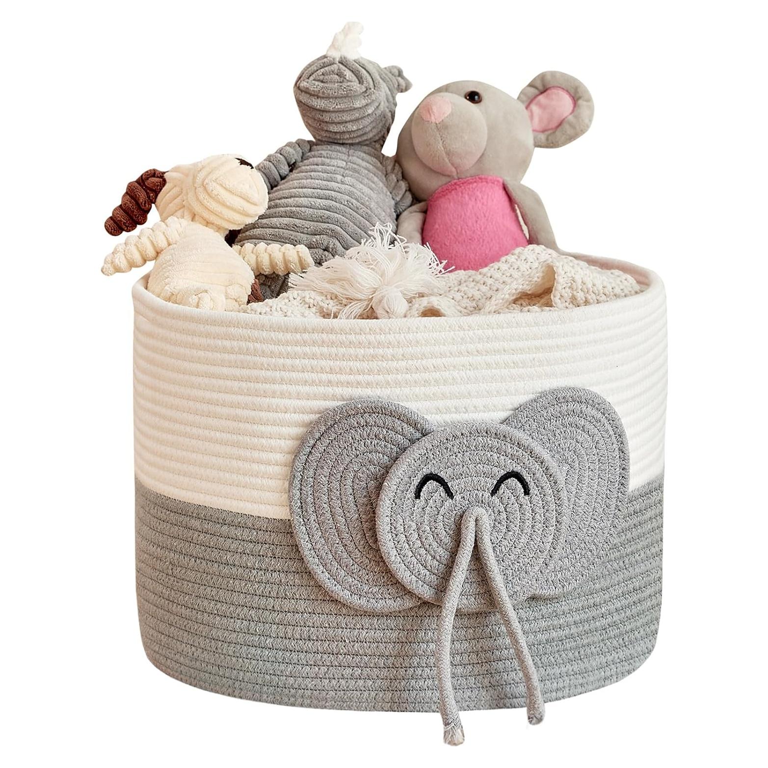 Cesta de Almacenamiento Grande R RUNKA Elefante Algodón 38x38x28cm