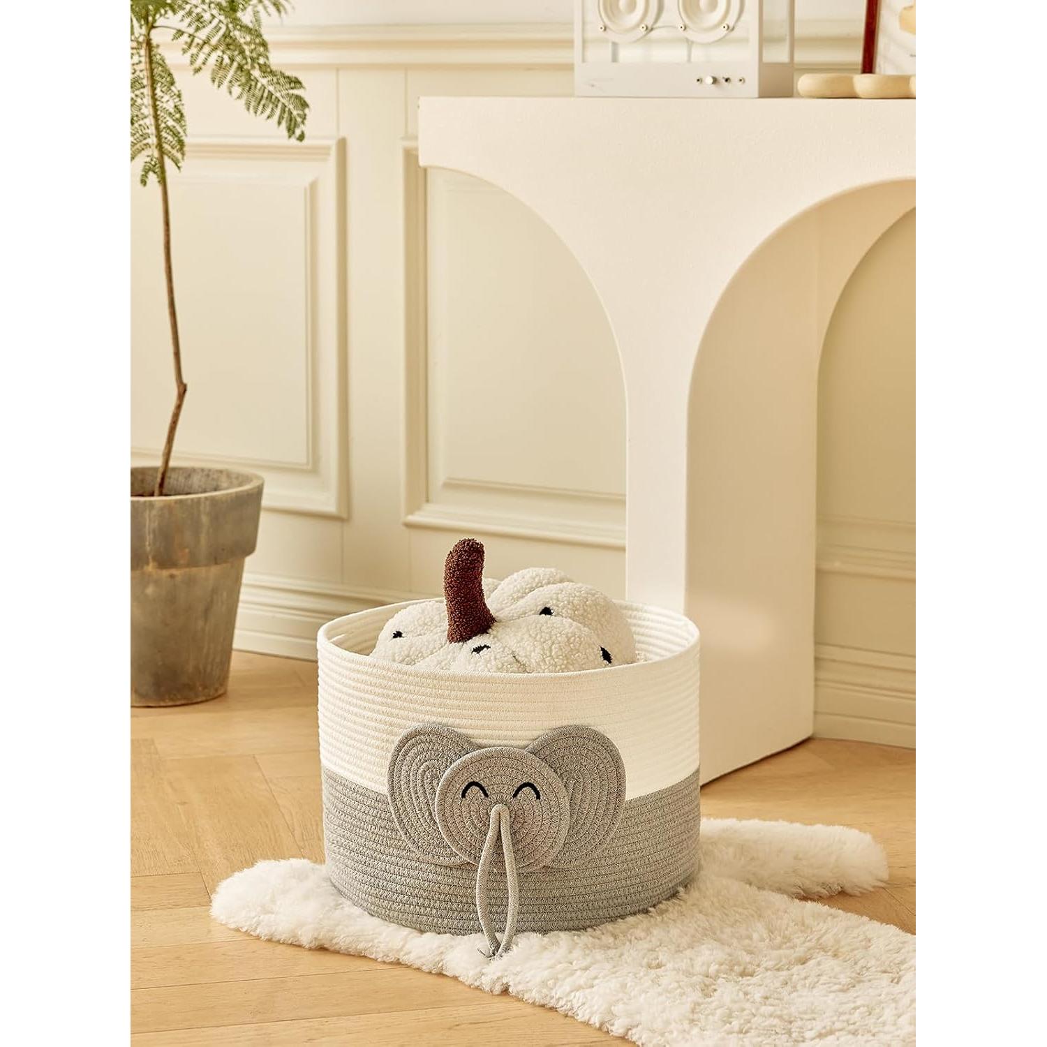 Cesta de Almacenamiento Grande R RUNKA Elefante Algodón 38x38x28cm