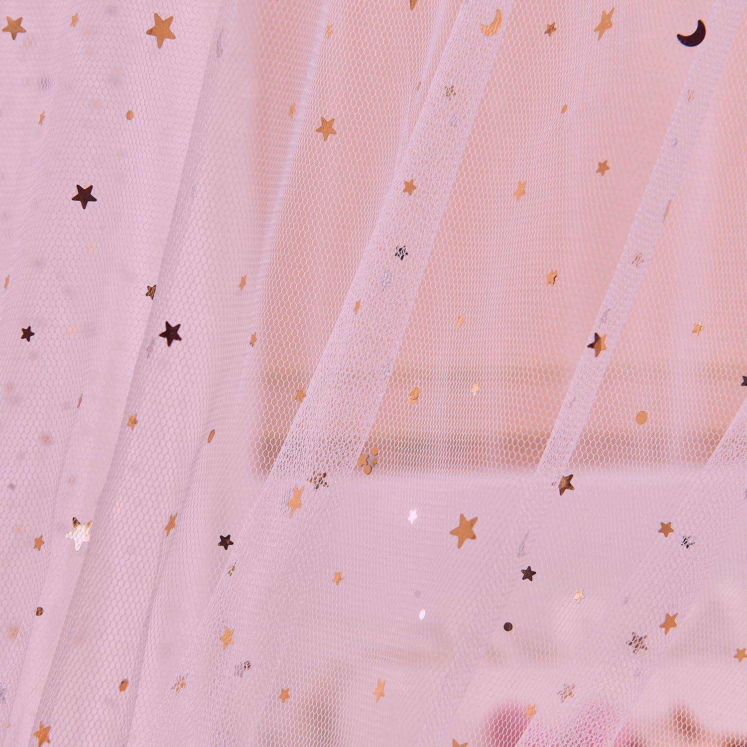 Dosel Rosa Brillante con Luces JQWUPUP para Cama Individual