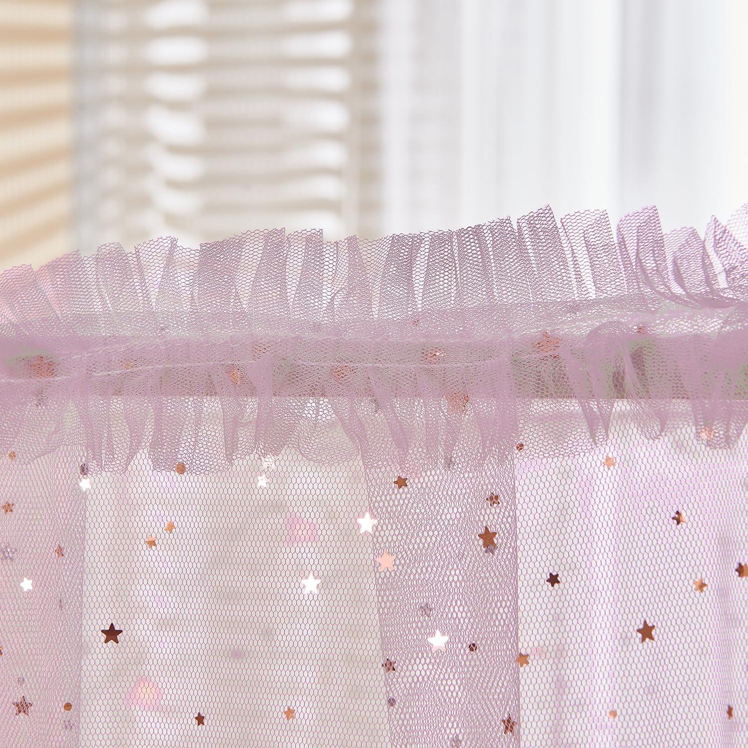Dosel Rosa Brillante con Luces JQWUPUP para Cama Individual