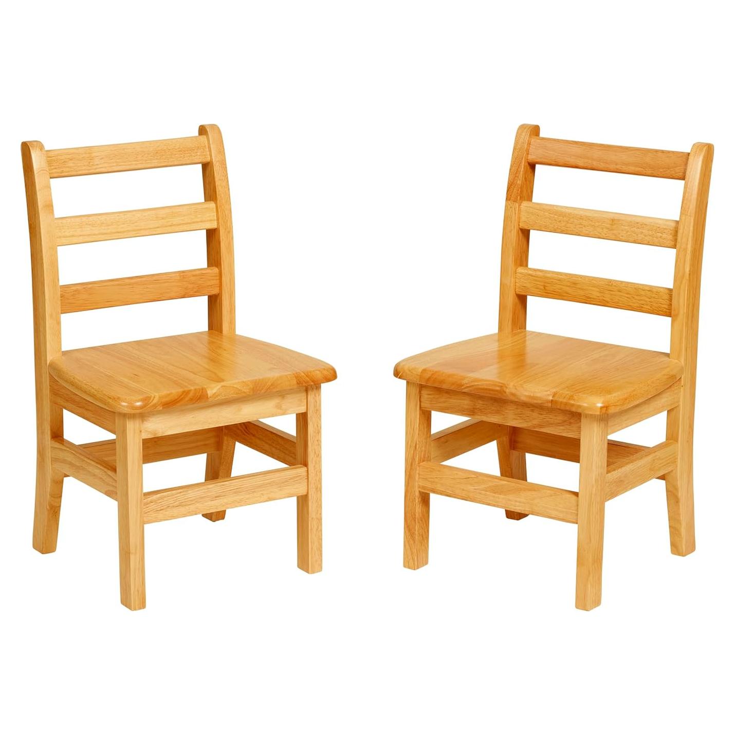 Sillas de Respaldo de Escalera ECR4Kids, Madera 30cm, Paquete de 2