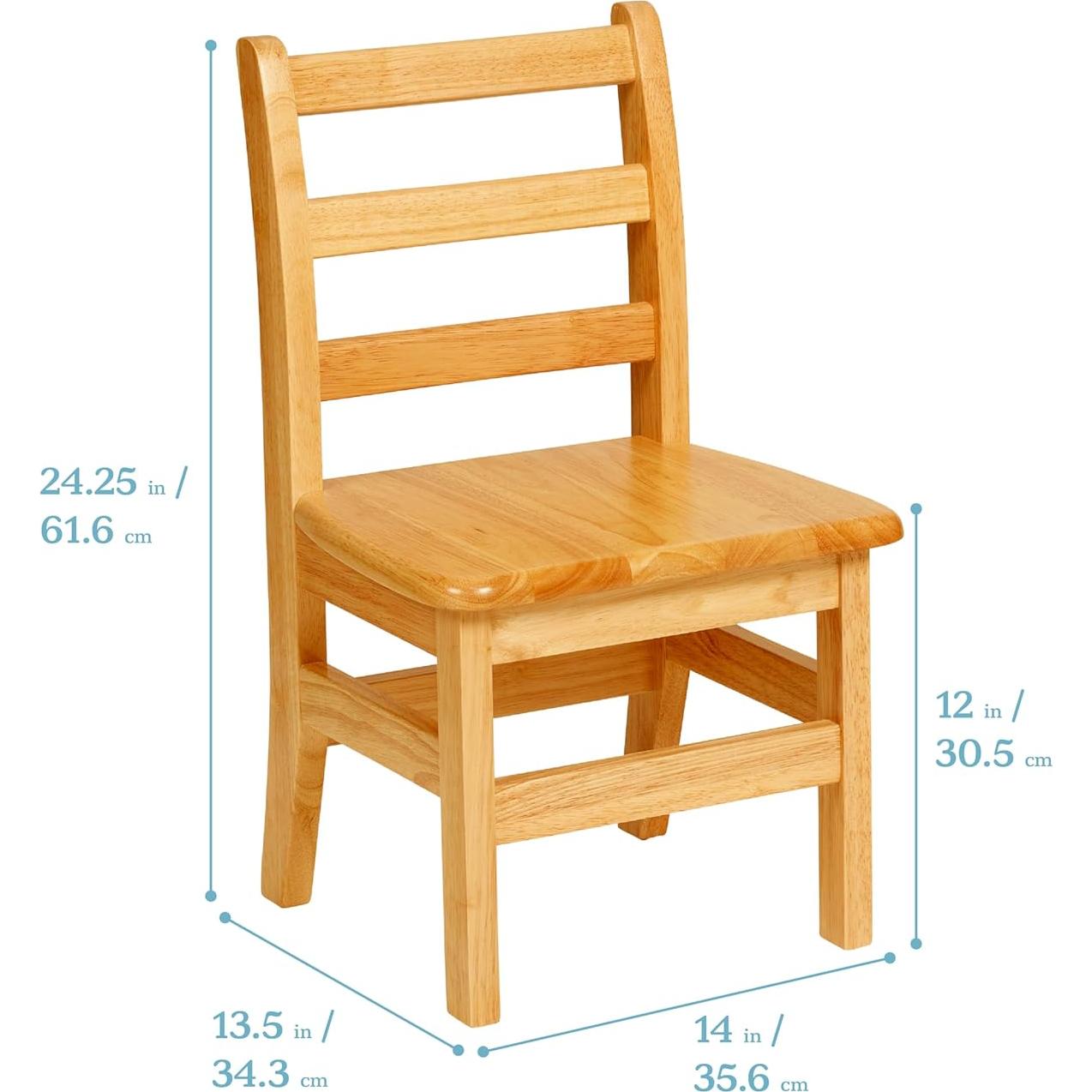 Sillas de Respaldo de Escalera ECR4Kids, Madera 30cm, Paquete de 2