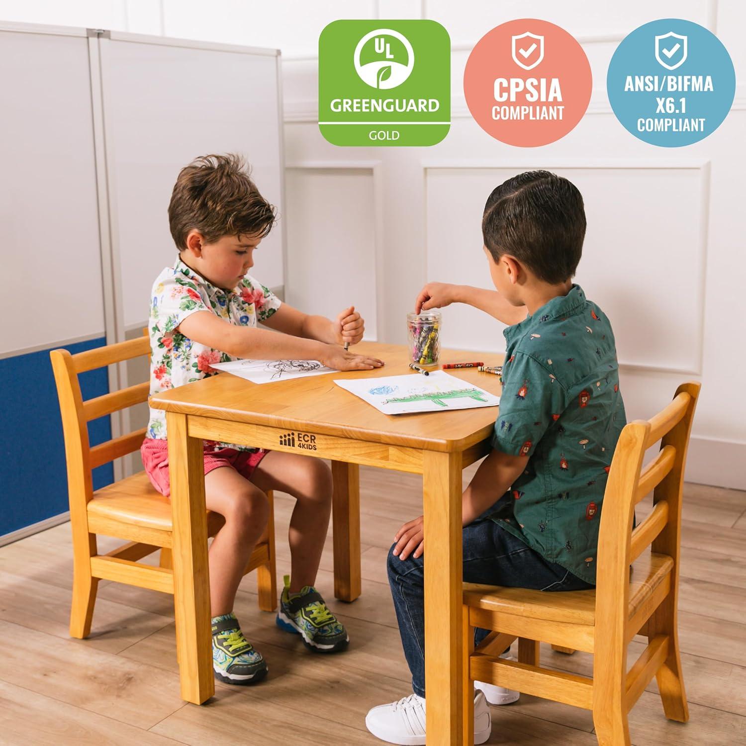 Sillas de Respaldo de Escalera ECR4Kids, Madera 30cm, Paquete de 2