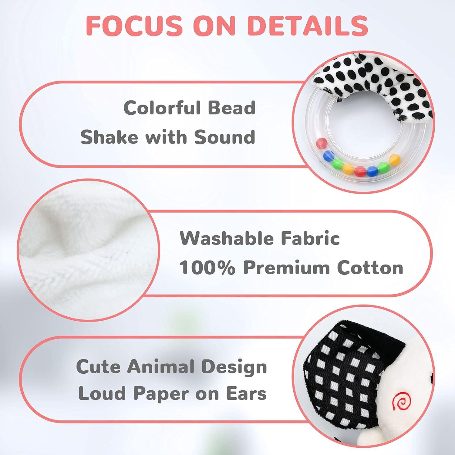 Sonajeros para Bebés XIXILAND en Blanco y Negro 0-6 Meses