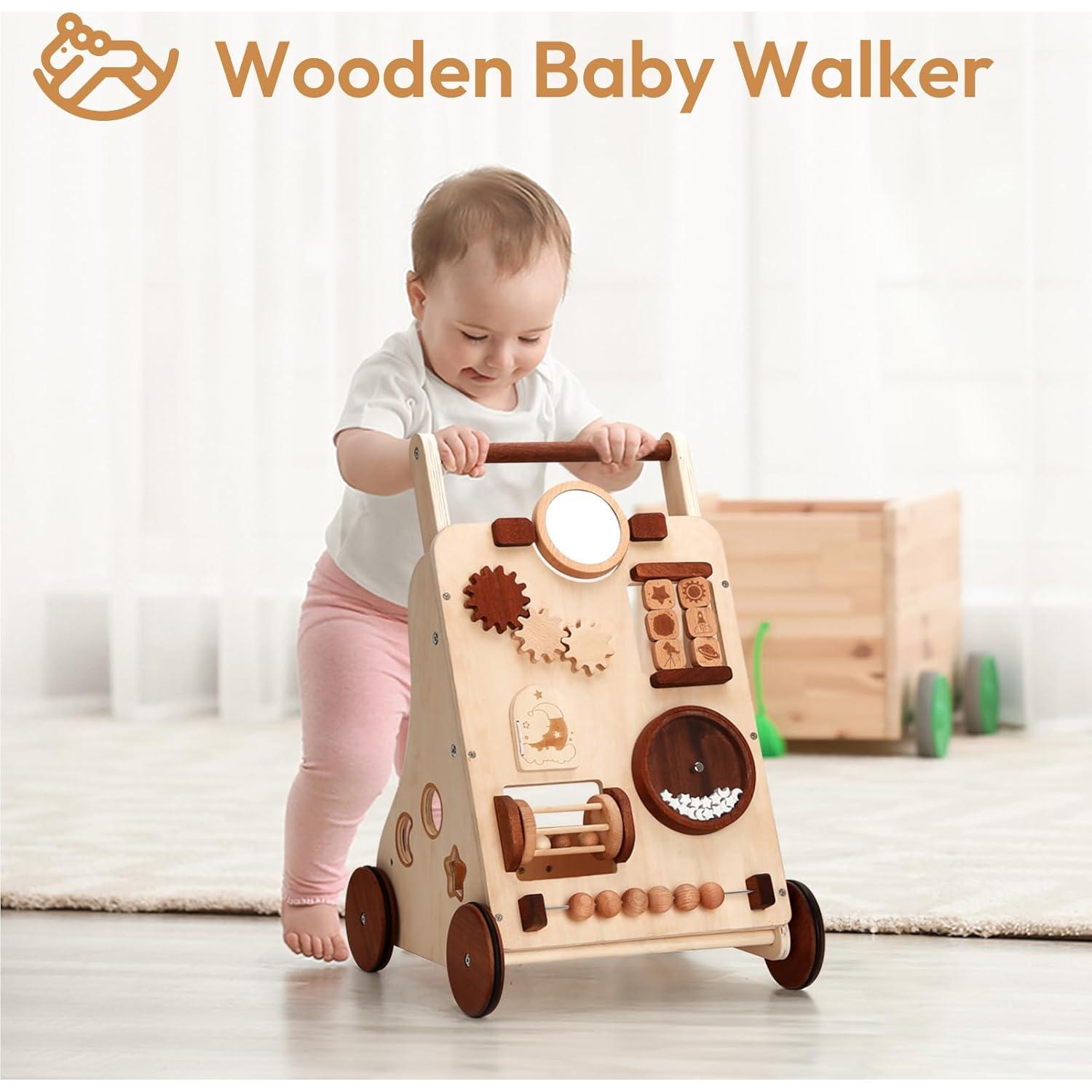 Andador de Madera Ajustable Woodtoe 9-en-1 para Bebés