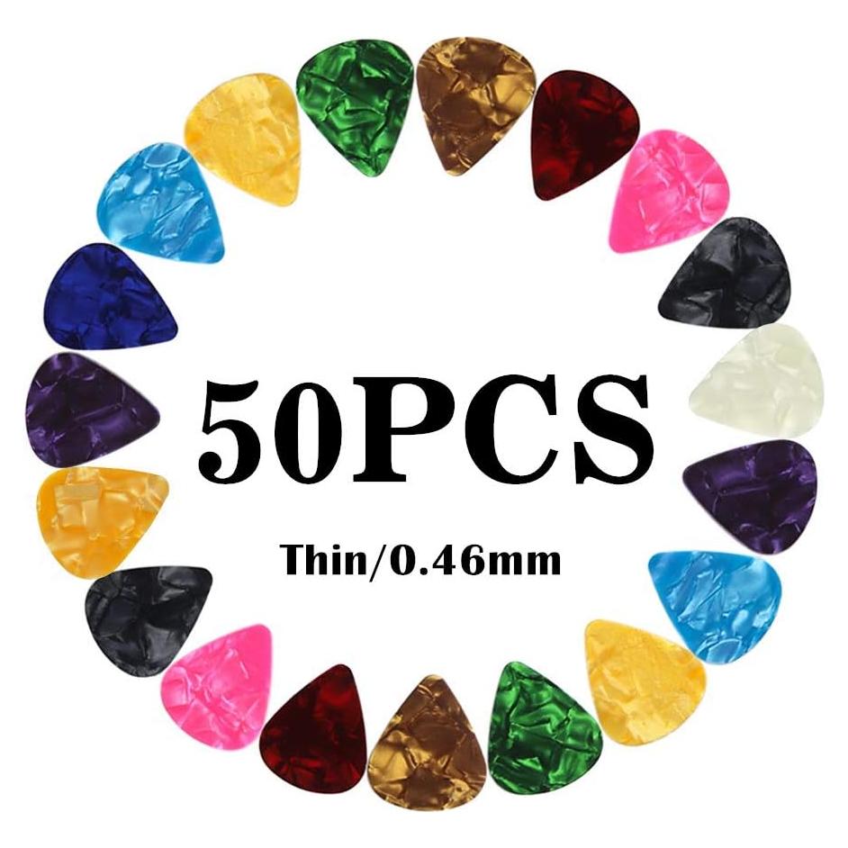 Puas de guitarra CC CAIHONG 0.46mm celuloide 50 piezas multicolor