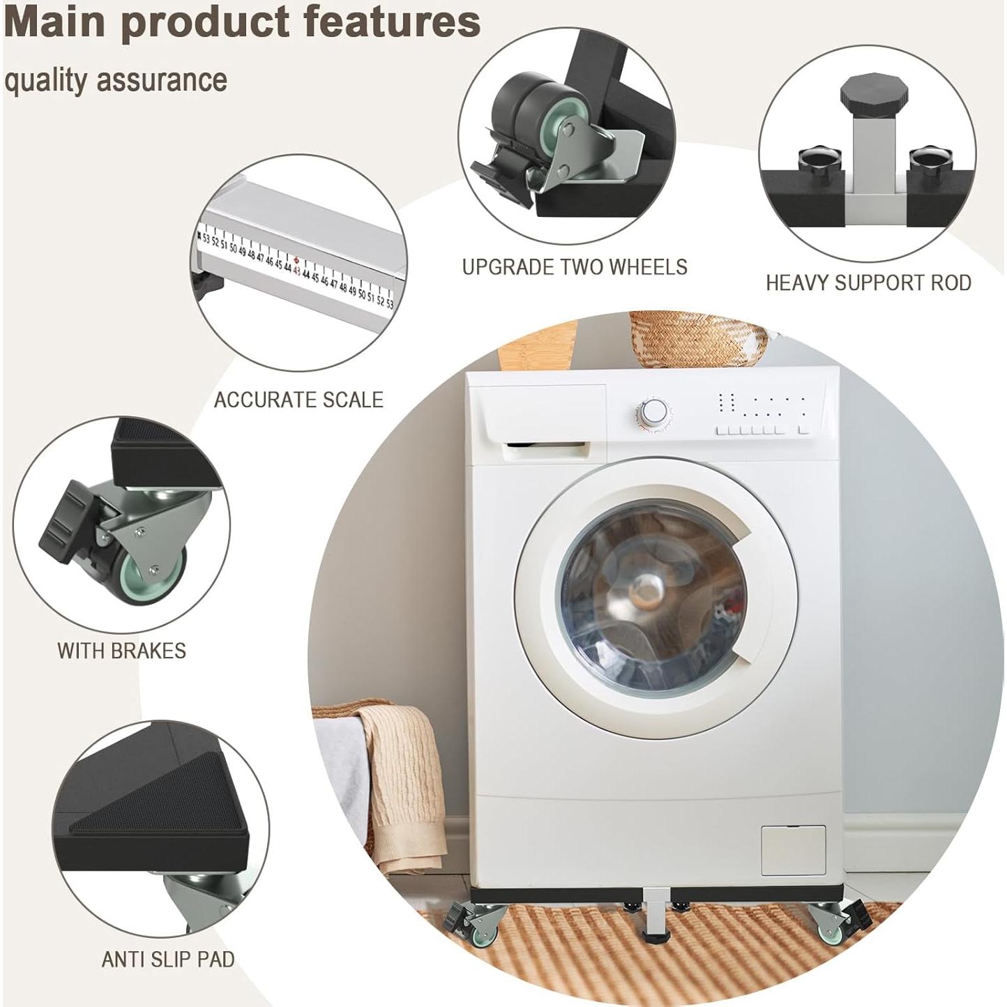 Soporte Móvil I'Ezonk para Refrigerador y Lavadora Negro