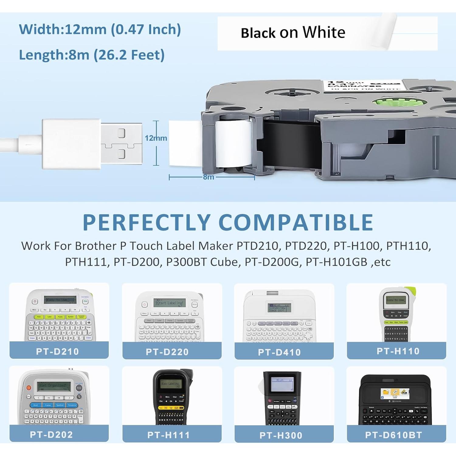 Cinta de Etiqueta Brother P-Touch TZe-231 12mm 5 Unidades