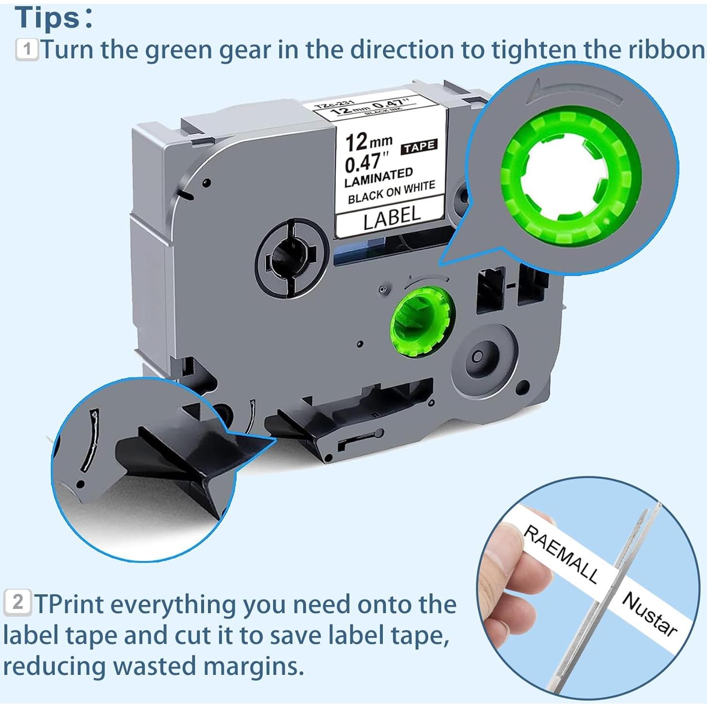 Cinta de Etiqueta Brother P-Touch TZe-231 12mm 5 Unidades