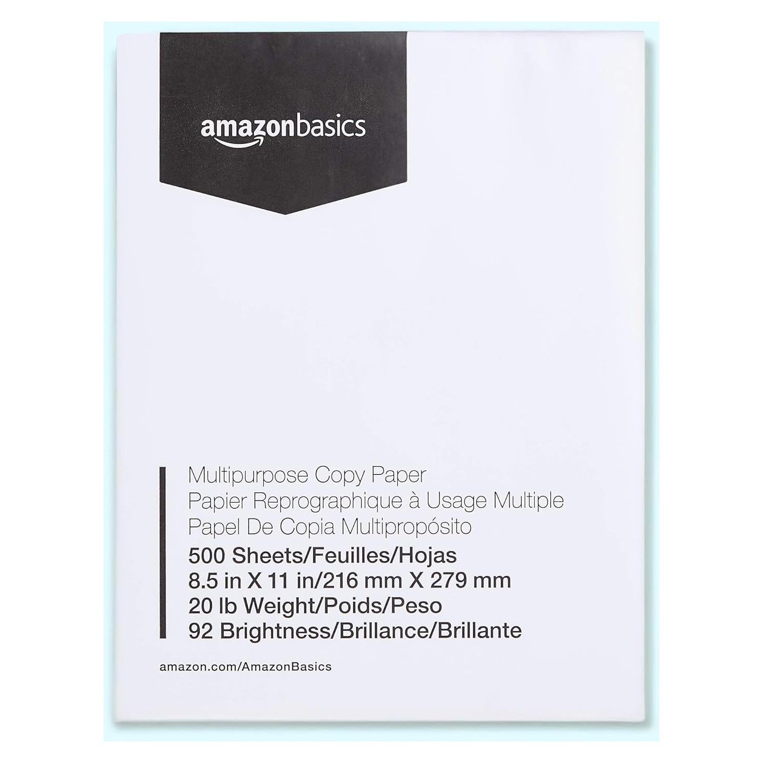 Papel de impresora Amazon Basics 21.6x27.9 cm 500 hojas