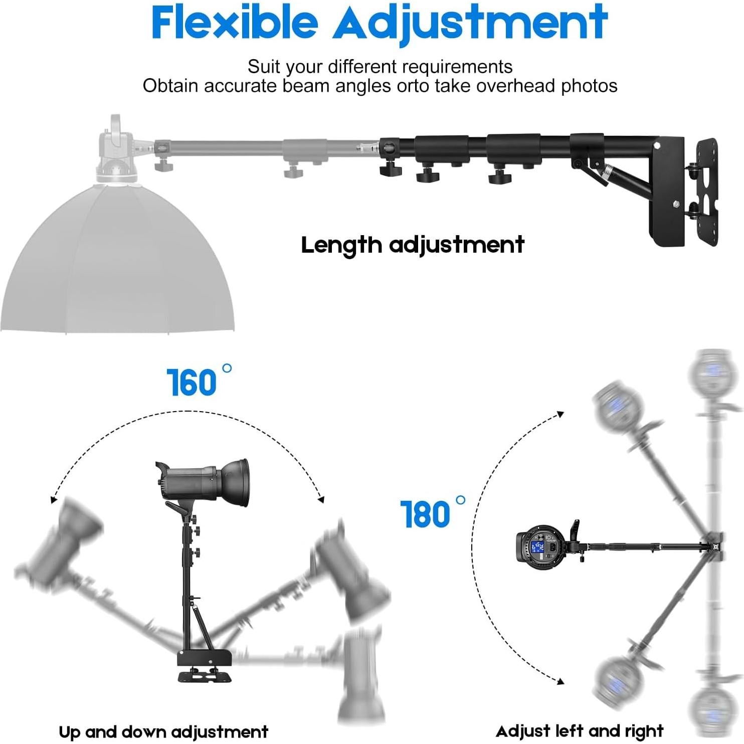 Soporte de Pared Triangular Aiuca 110cm para Luz de Anillo