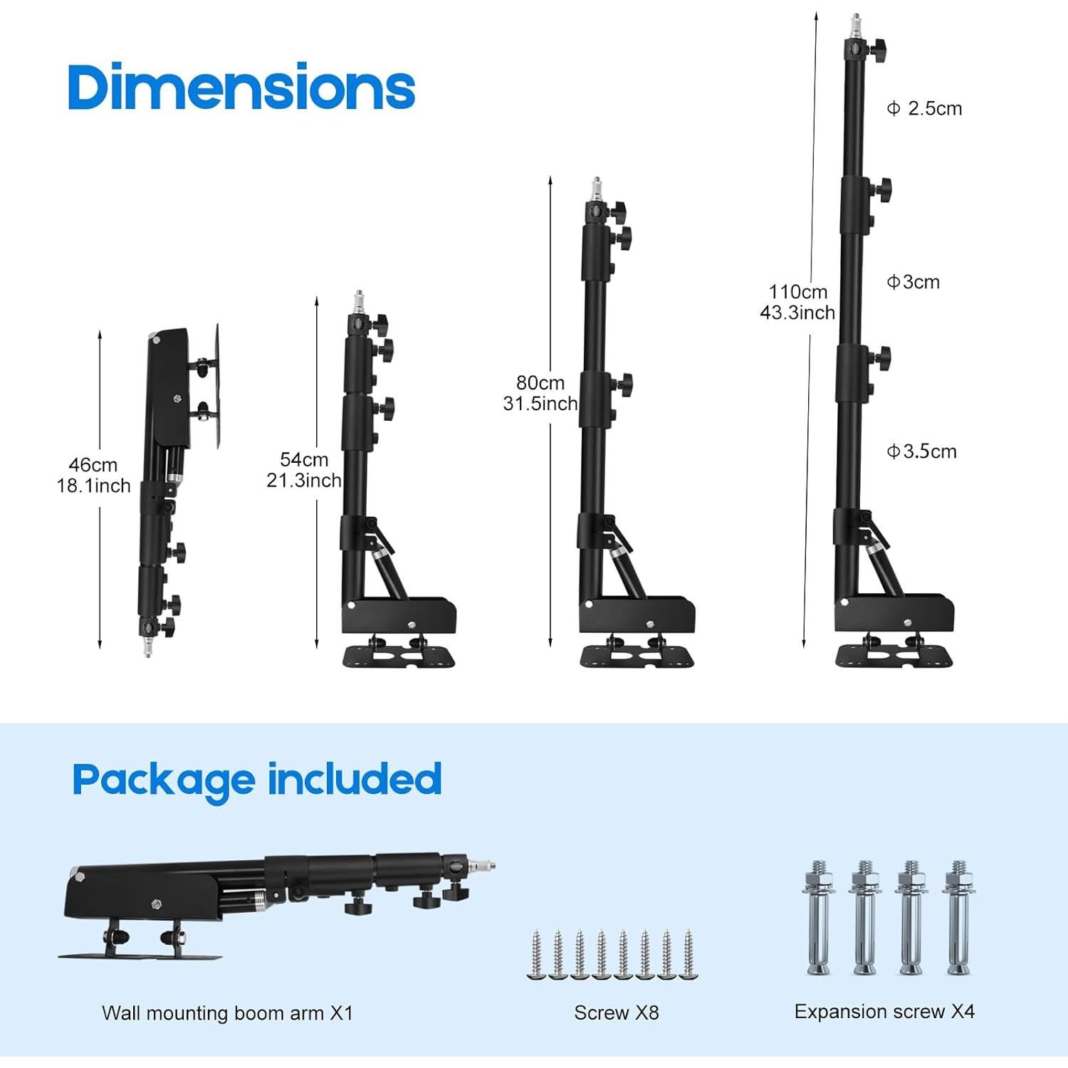 Soporte de Pared Triangular Aiuca 110cm para Luz de Anillo