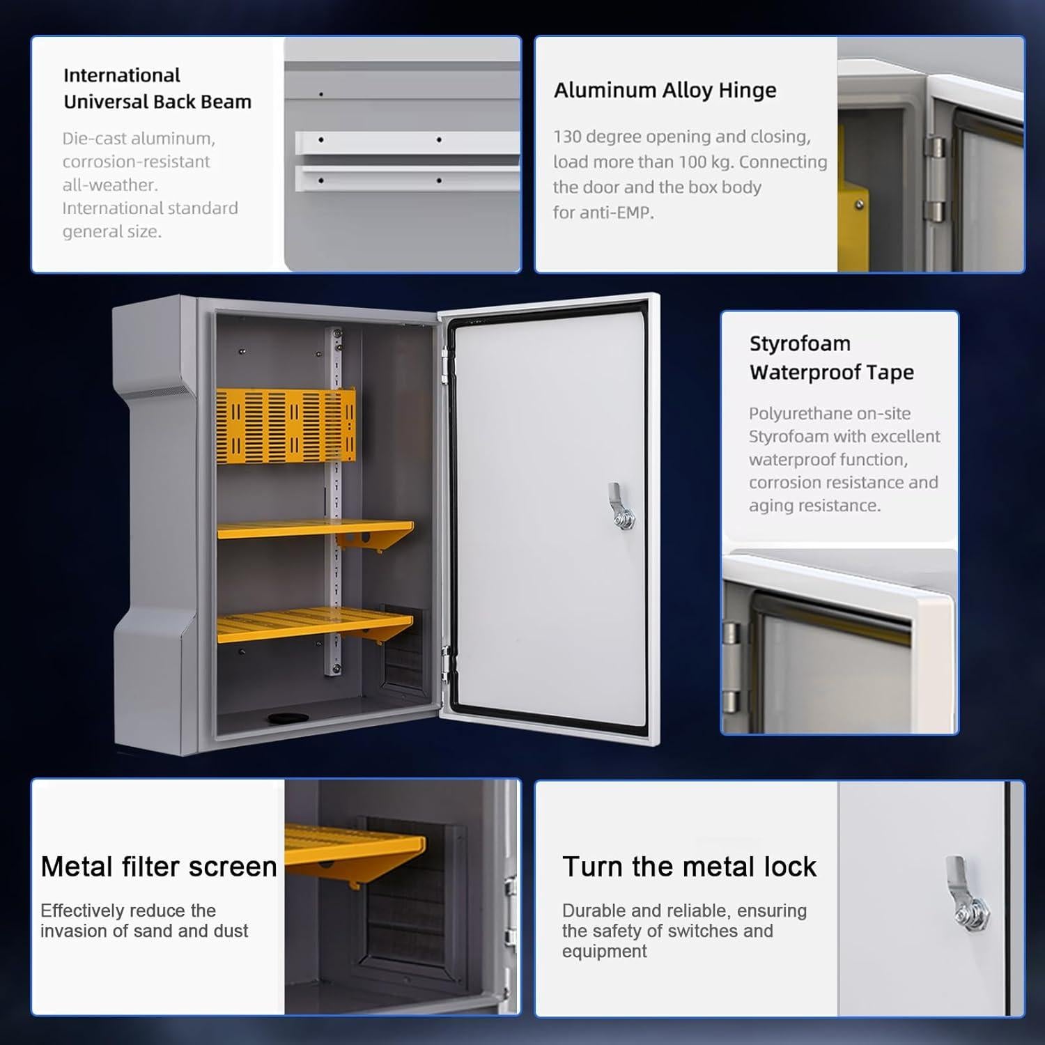 Caja Eléctrica Impermeable JUEDIFX 40.9x35.1x18cm Hierro Gris