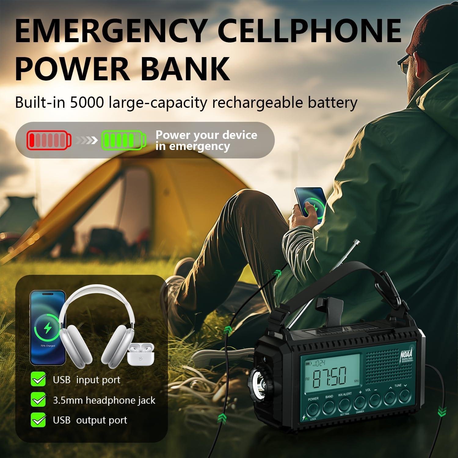 Radio Meteorológica NOAA PPLEE P-1009Pro 5000mAh AM/FM/SW