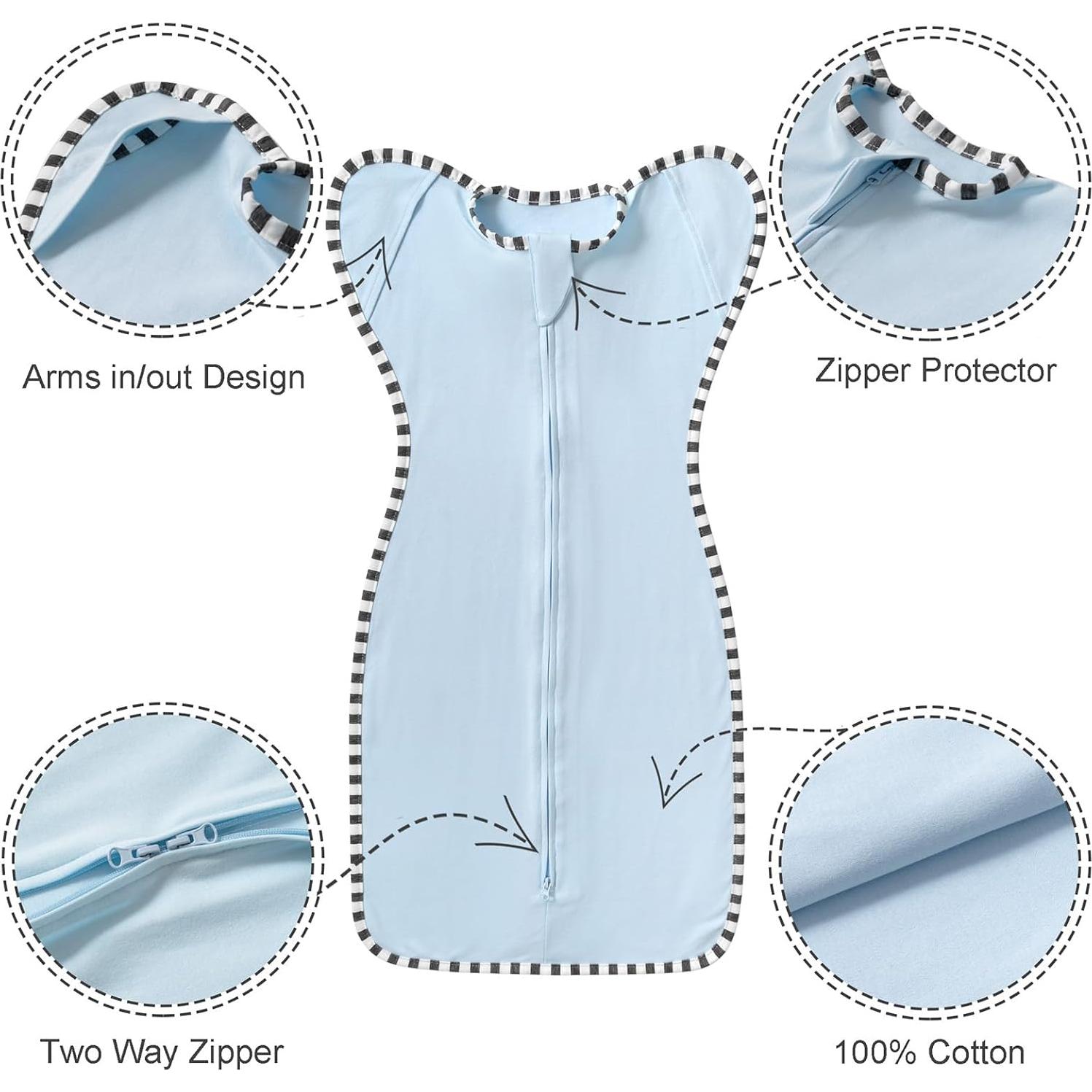 Saco de Sueño de Transición Queness 100% Algodón 2 Piezas S(0-3 Meses)