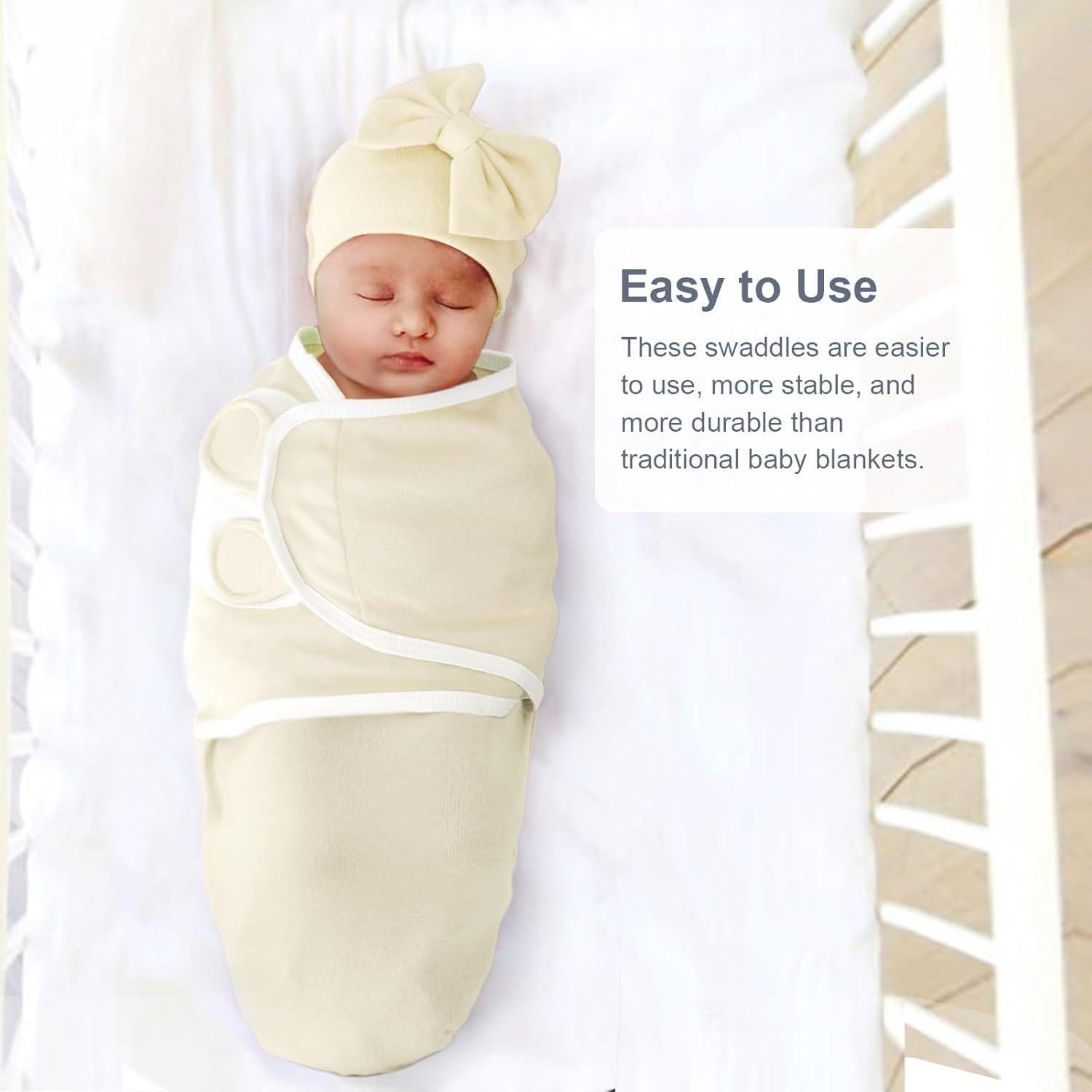 DRESHOW 3 Sacos de Sueño Bebé con Sombrero Lazo 0-3 Meses