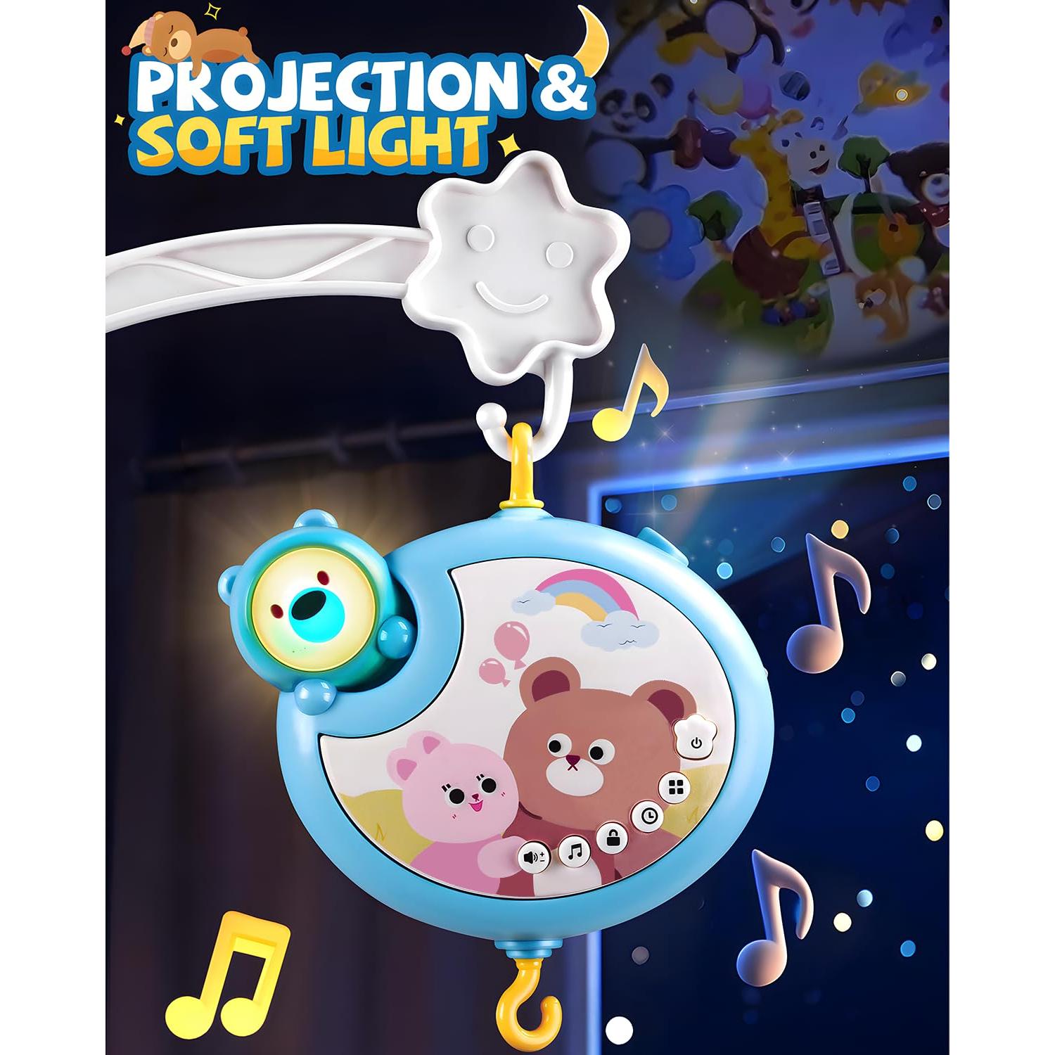 Móvil de Cuna Musical RSEPD con Proyector y Luces 0-6 Meses