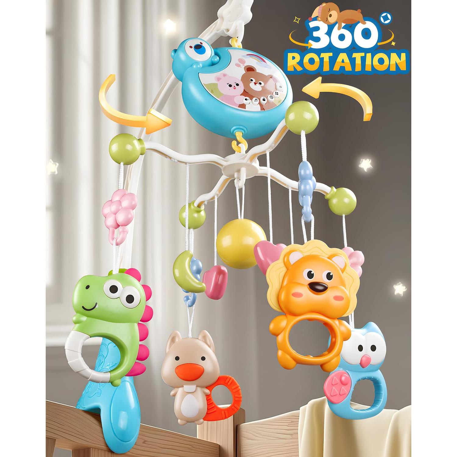 Móvil de Cuna Musical RSEPD con Proyector y Luces 0-6 Meses