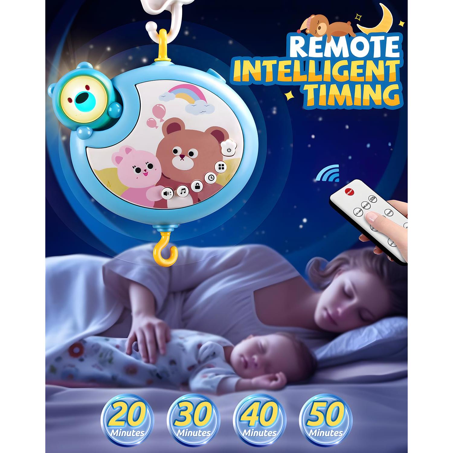 Móvil de Cuna Musical RSEPD con Proyector y Luces 0-6 Meses