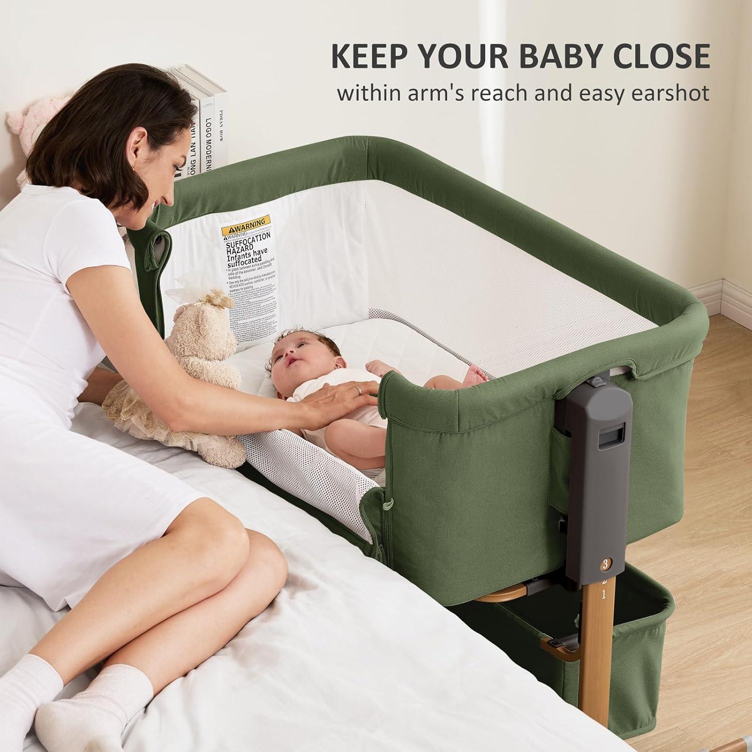 Cuna 3 en 1 LovliTod Baby Verde Oscuro Ajustable 6 Alturas