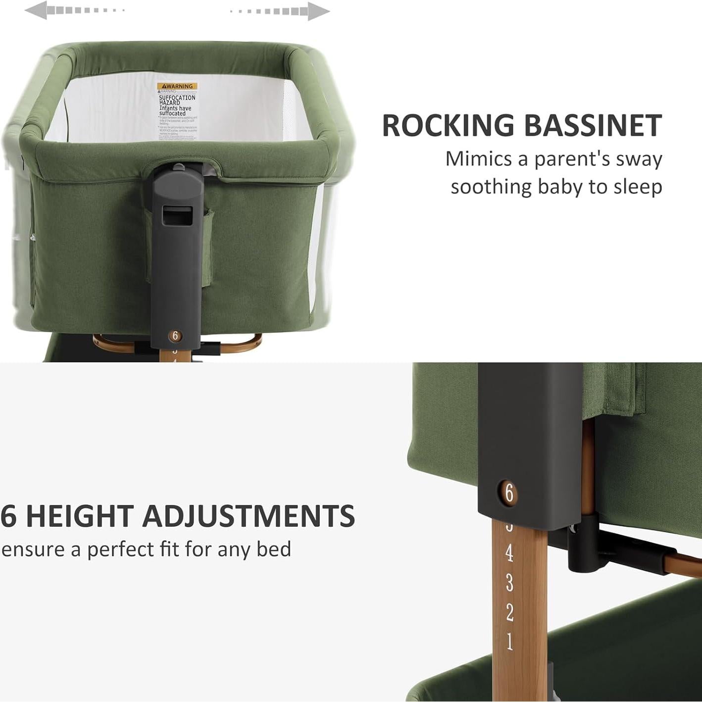 Cuna 3 en 1 LovliTod Baby Verde Oscuro Ajustable 6 Alturas