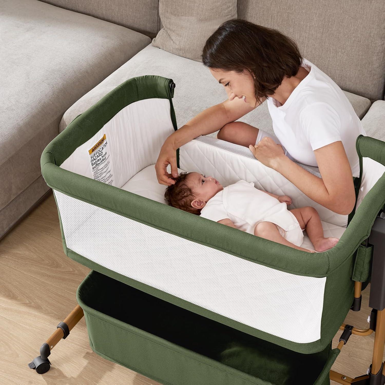 Cuna 3 en 1 LovliTod Baby Verde Oscuro Ajustable 6 Alturas