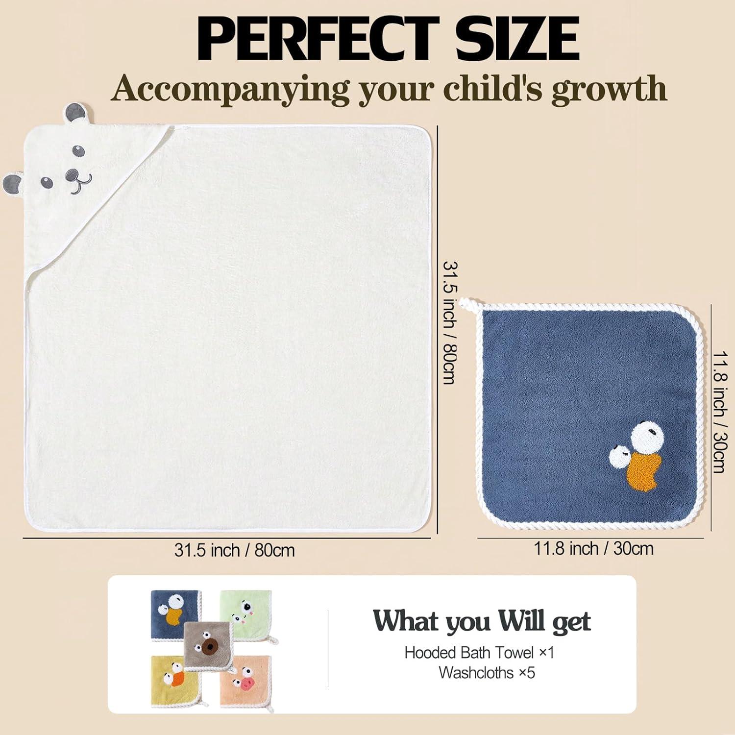 Juego de 2 Toallas con Capucha BEFACL 80x80 cm + 5 Paños