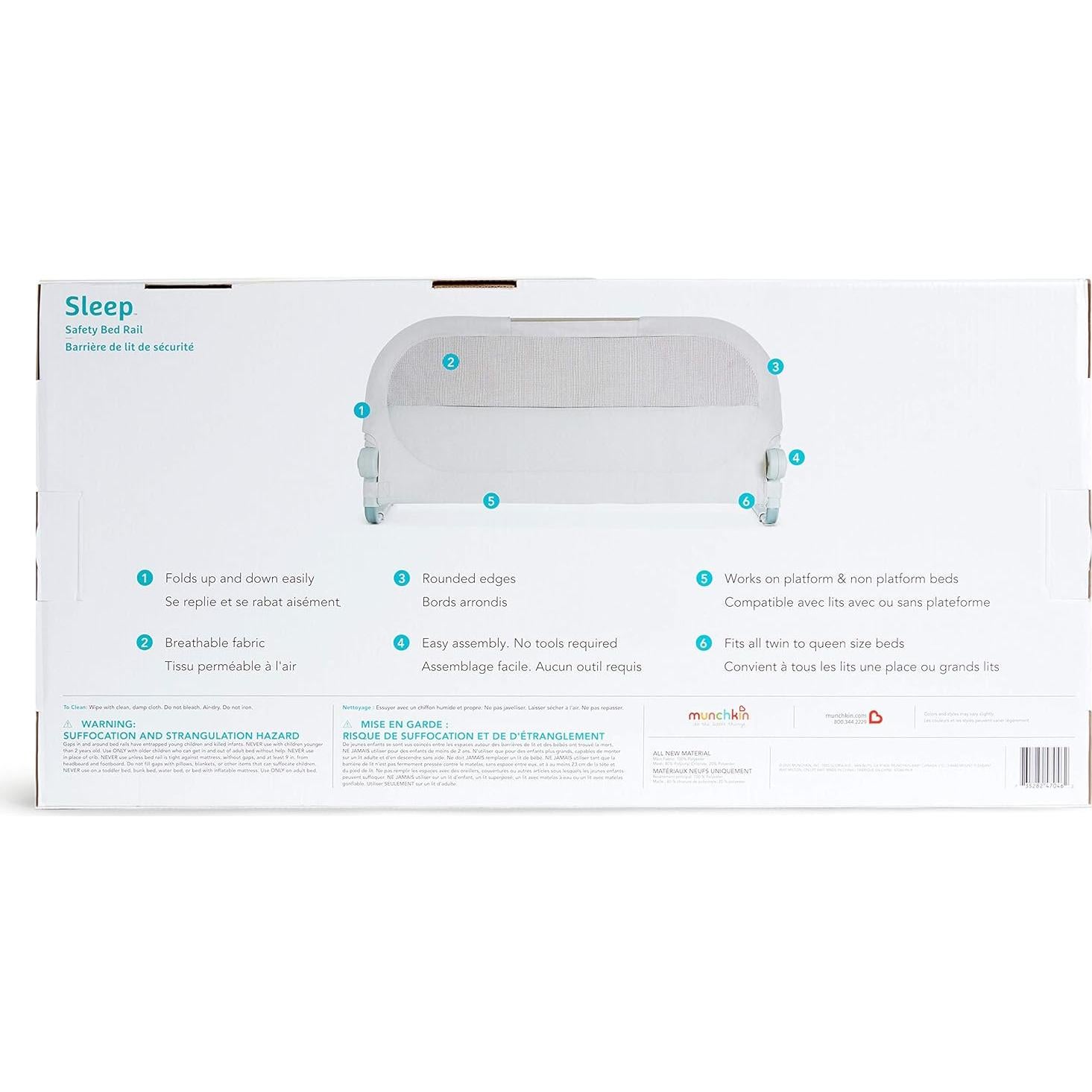 Barra de Cama Munchkin Sleep para Niños - Gris, 91.4x45.7 cm