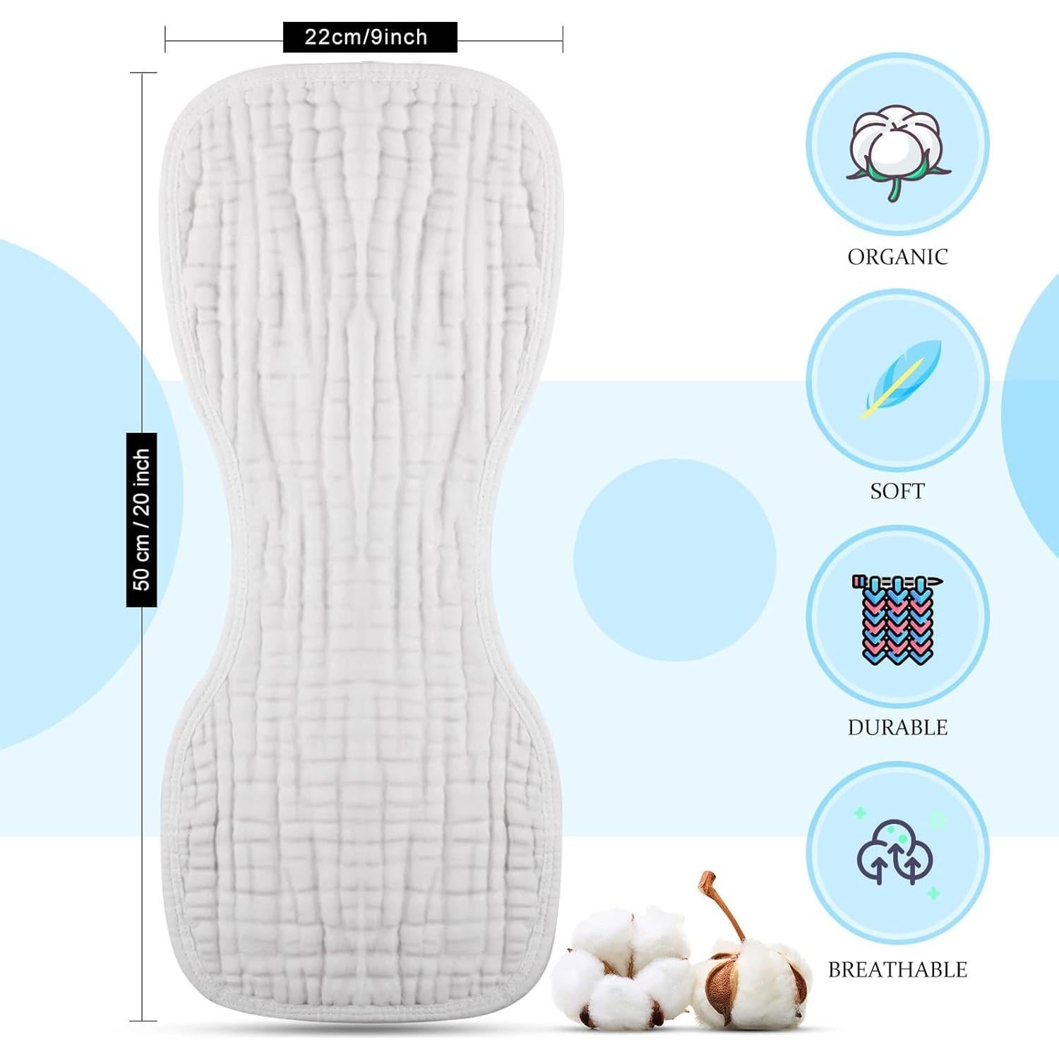 Pañales de Muselina Frienda 6 Piezas 23x51cm Azul