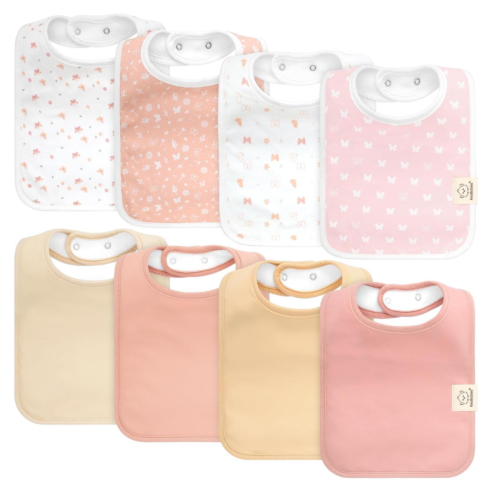 KeaBabies 8 Baberos Orgánicos Ultra Absorbentes para Bebés