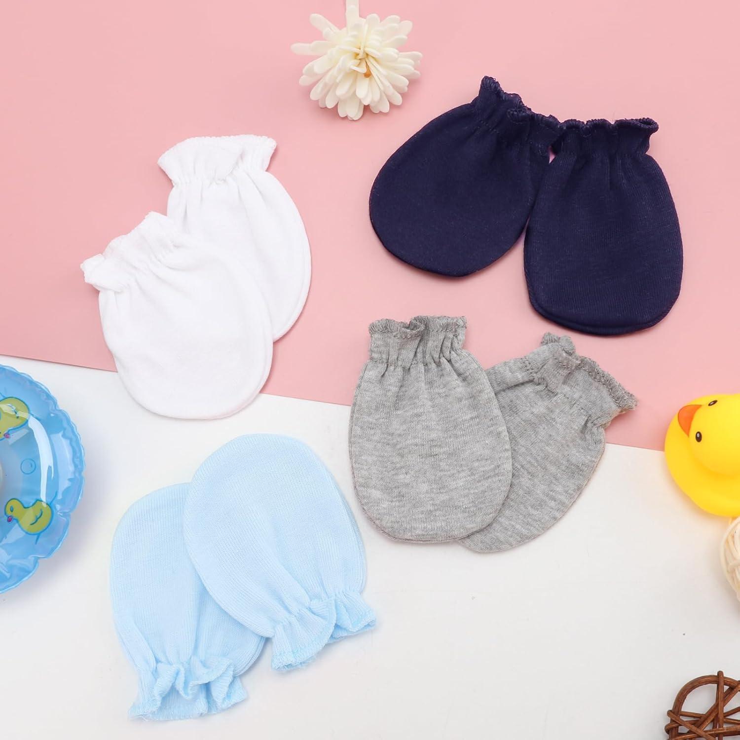 Guantes de bebé BQUBO 8 pares algodón hipoalergénicos 0-6 meses