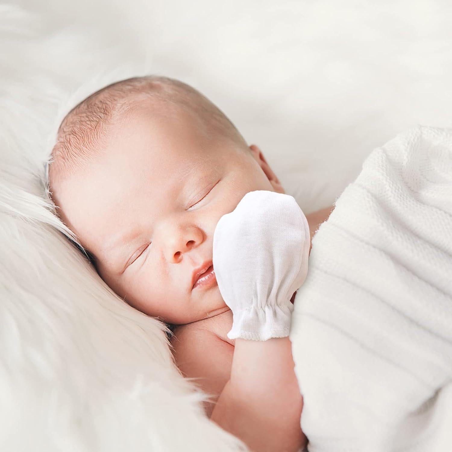 Guantes de bebé BQUBO 8 pares algodón hipoalergénicos 0-6 meses