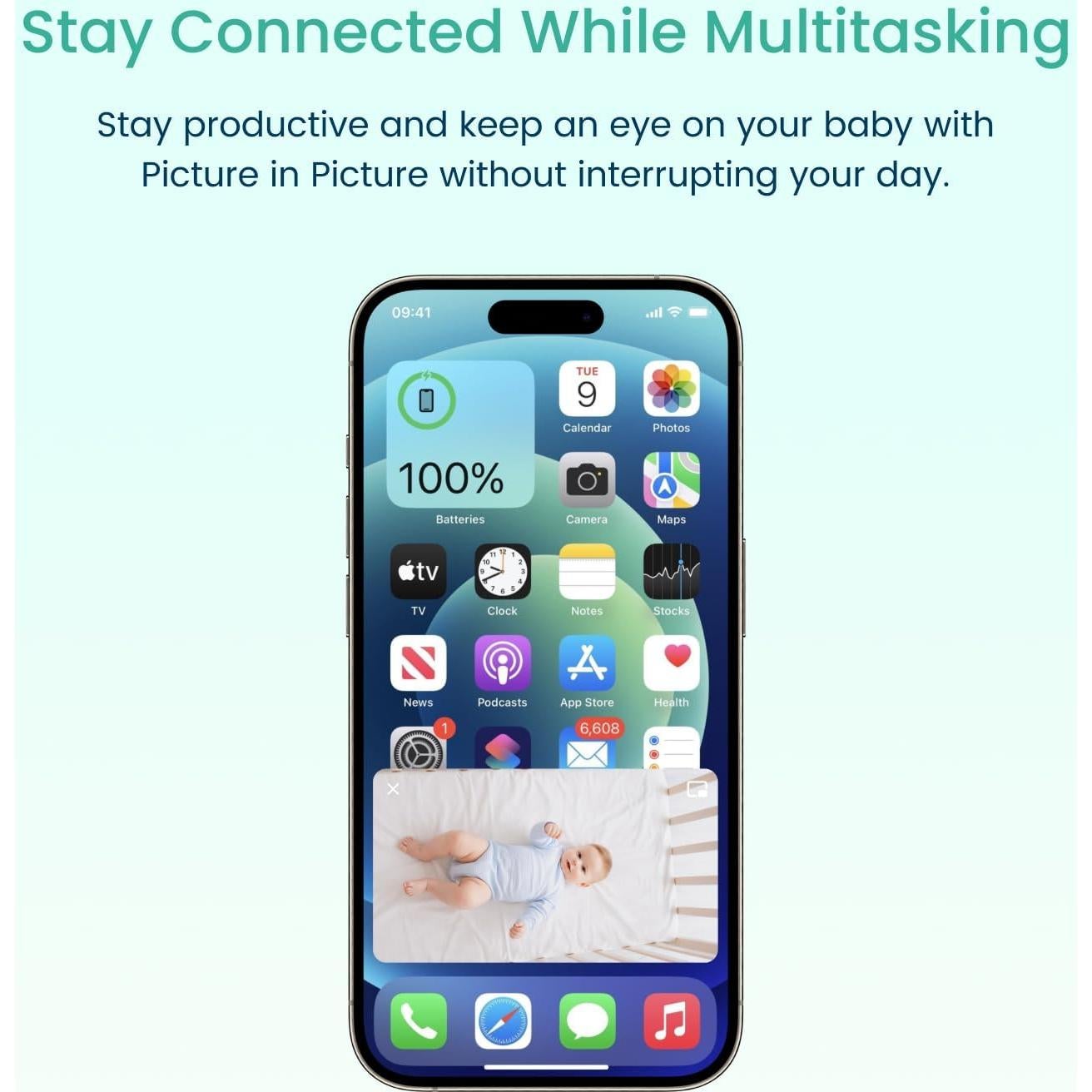 Monitor de Video para Bebés Babysense 2Peek 3MP HD con 2 Cámaras
