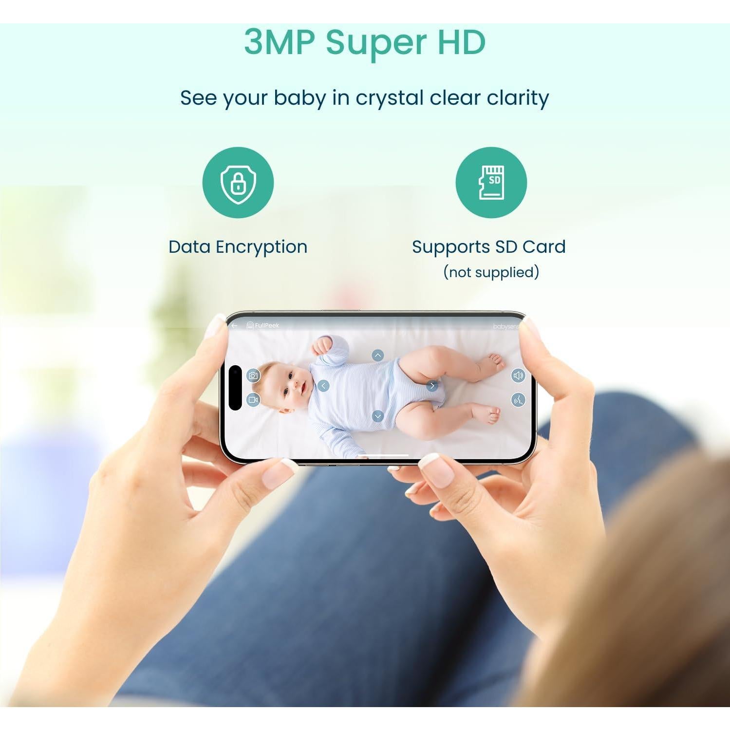Monitor de Video para Bebés Babysense 2Peek 3MP HD con 2 Cámaras