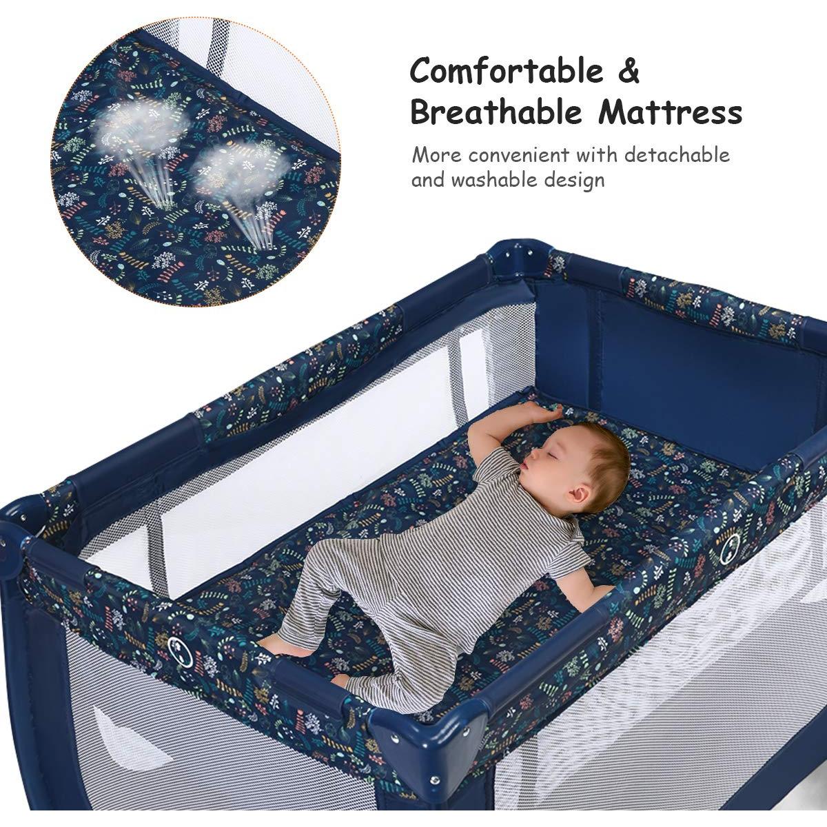 Cuna Portátil Baby Joy BP8116-4 Plegable con Colchón 15kg