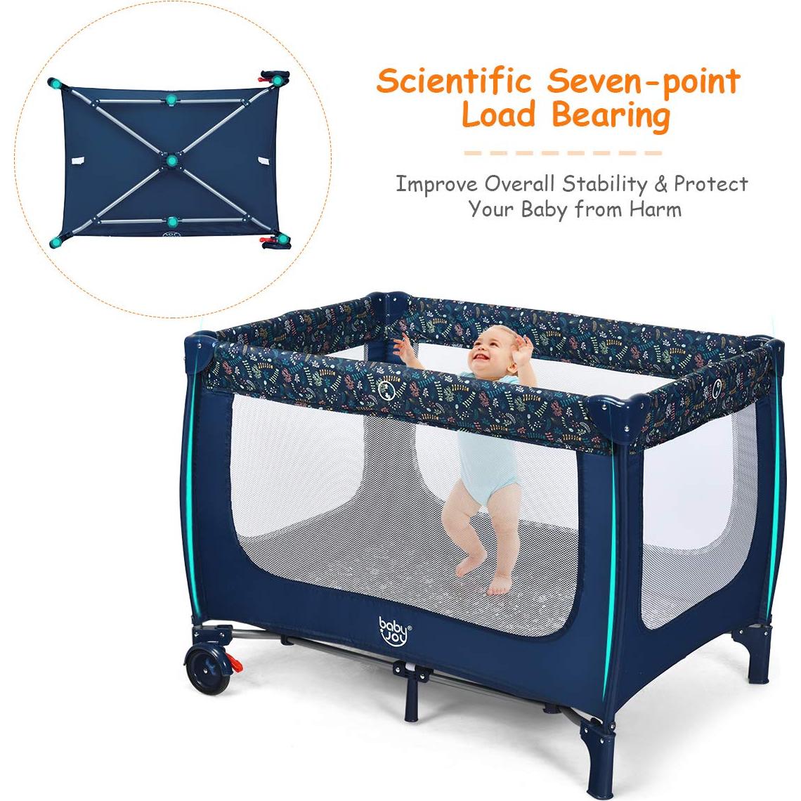 Cuna Portátil Baby Joy BP8116-4 Plegable con Colchón 15kg