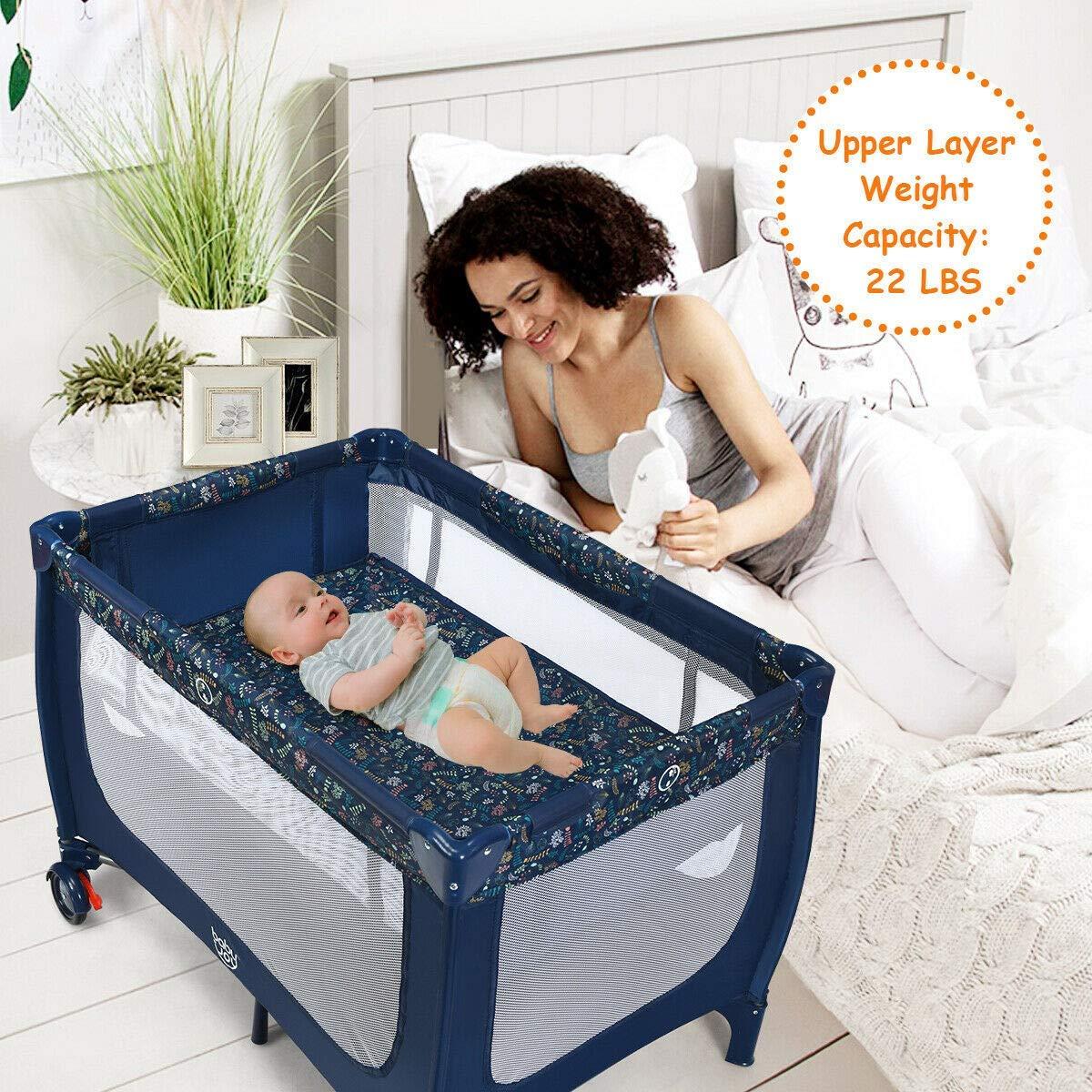 Cuna Portátil Baby Joy BP8116-4 Plegable con Colchón 15kg
