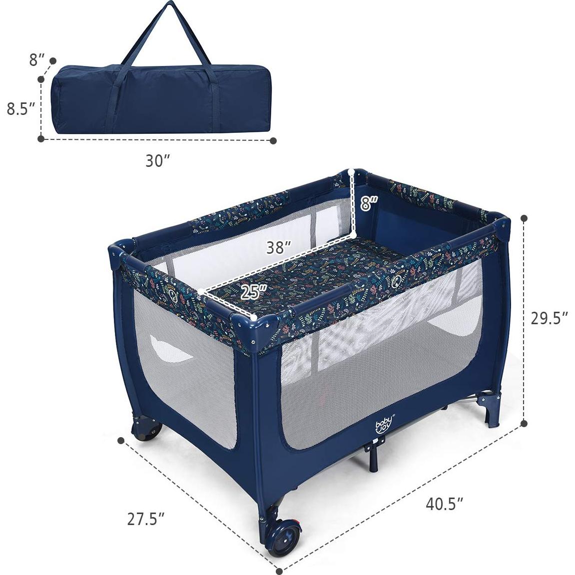 Cuna Portátil Baby Joy BP8116-4 Plegable con Colchón 15kg
