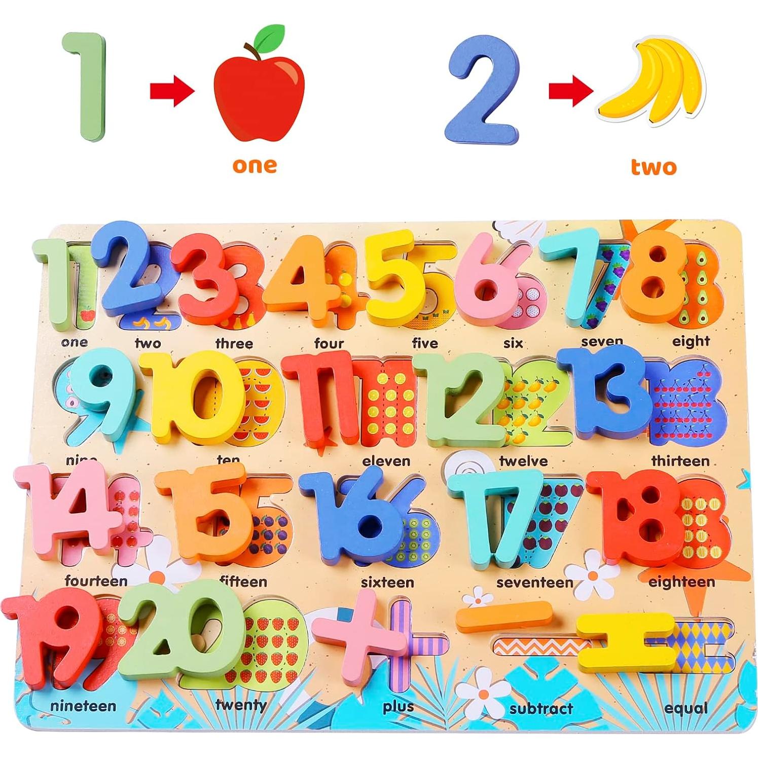 Rompecabezas de Madera Voamuw para Niños 3-6 Años - Letras, Números y Formas